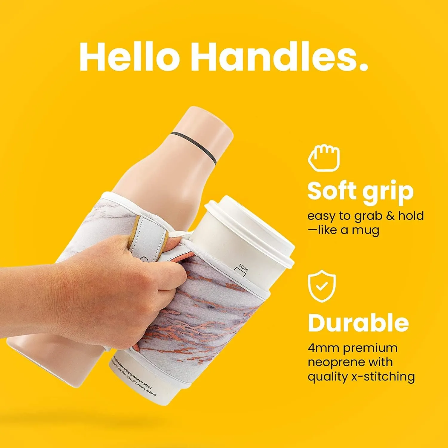 GoCuff Reusable Hot and Iced Coffee Cup Insulator Sleeve with Handle for Beverages, Soda, Latte, Tea and Neoprene Holder (Medium: 14-28 oz Hawaiian Summer)