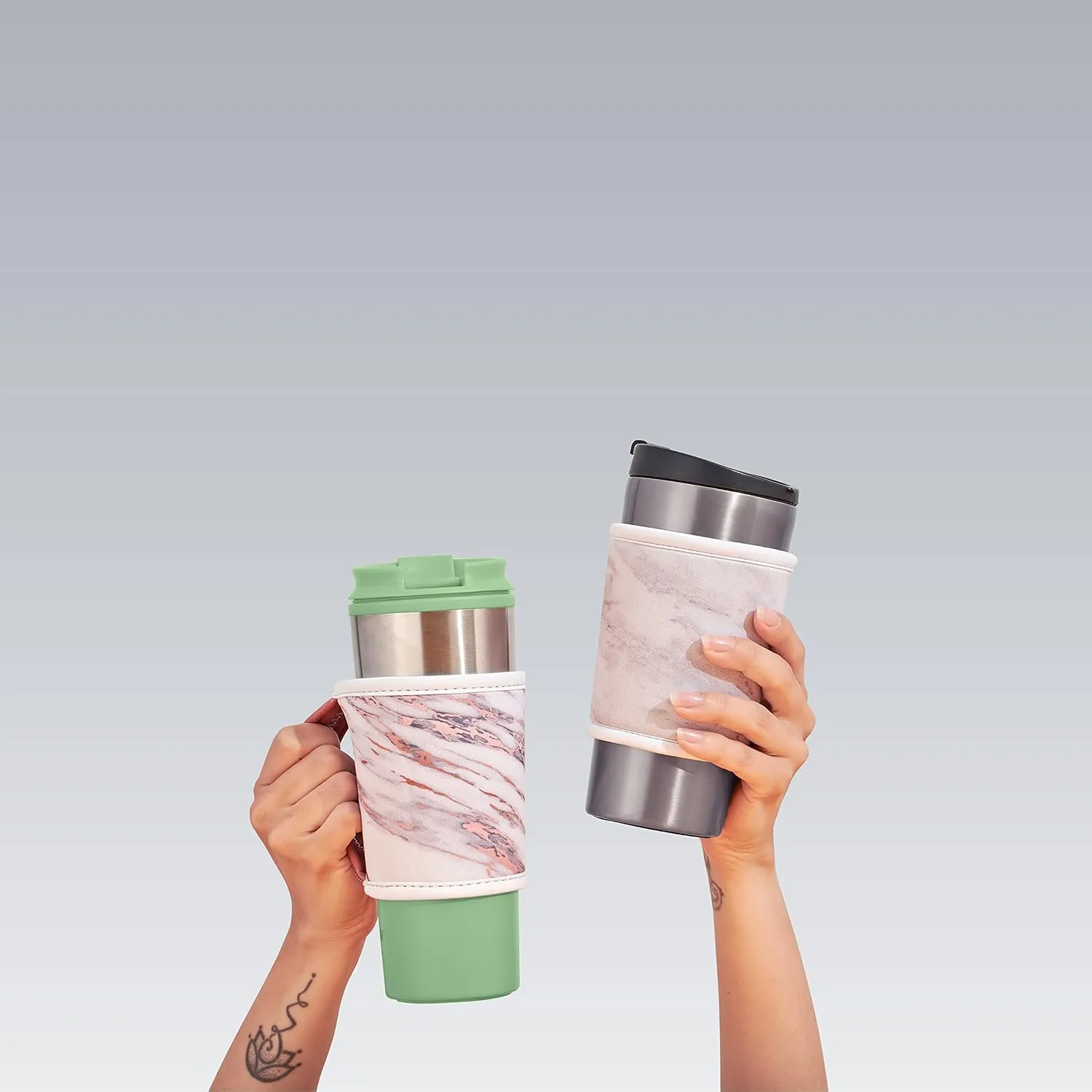 GoCuff Reusable Hot and Iced Coffee Cup Insulator Sleeve with Handle for Beverages, Soda, Latte, Tea and Neoprene Holder (Medium: 14-28 oz Hawaiian Summer)