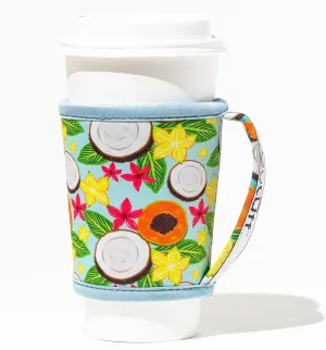 GoCuff Reusable Hot and Iced Coffee Cup Insulator Sleeve with Handle for Beverages, Soda, Latte, Tea and Neoprene Holder (Medium: 14-28 oz Hawaiian Summer)