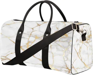 Gold Abstract Marble Travel Duffel Bag for Women Men Small Sport Gym Bag Waterproof Weekender Overnight Bag Lightweight Carry on bag Foldable Gym Bag for Training Swim Yoga Traveling Handbag