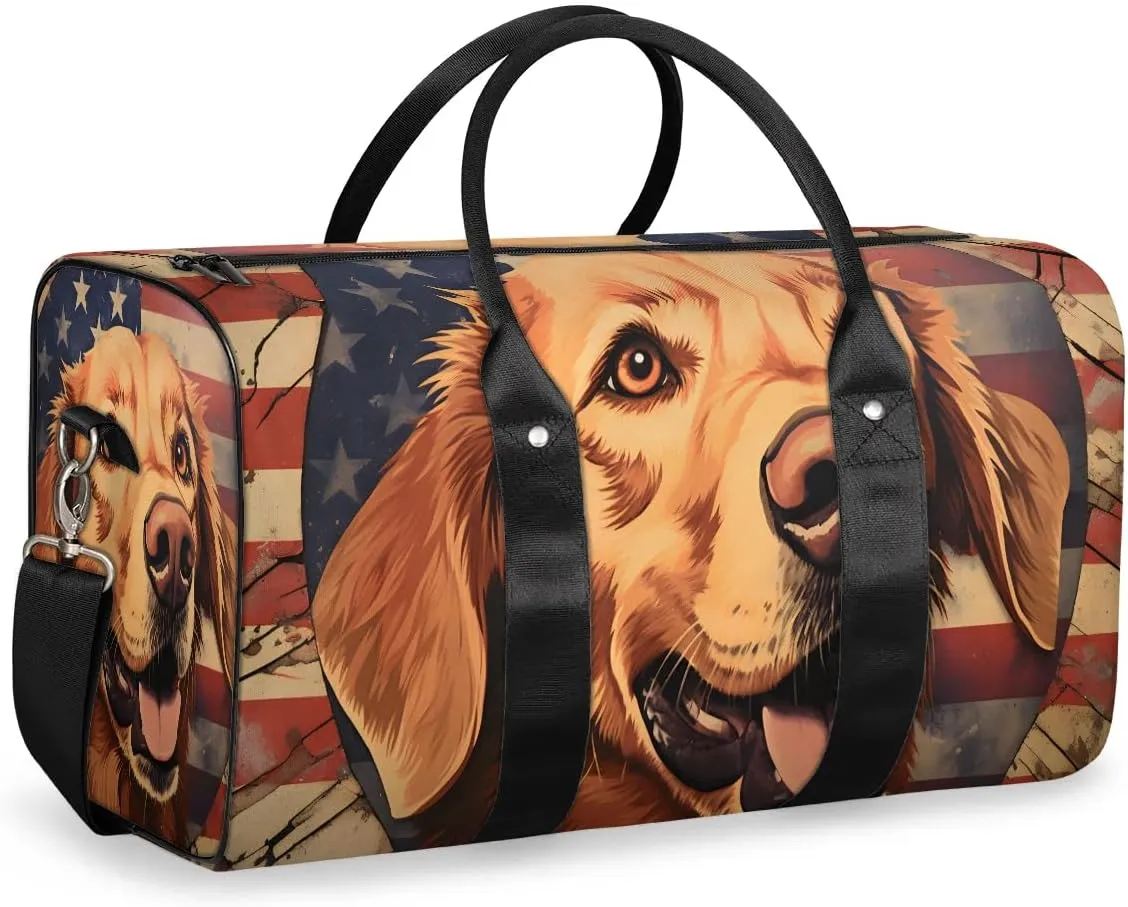 Golden Retriever Dogs Print Travel Duffel Bag for Women Men Waterproof Foldable Overnight Weekender Bag Large Capacity Sports Gym Bag