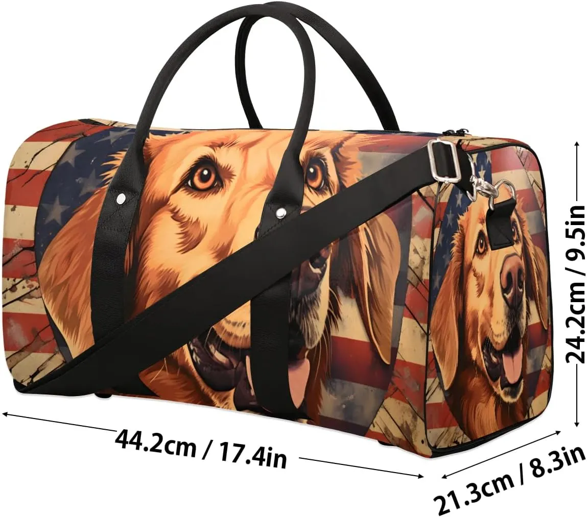 Golden Retriever Dogs Print Travel Duffel Bag for Women Men Waterproof Foldable Overnight Weekender Bag Large Capacity Sports Gym Bag