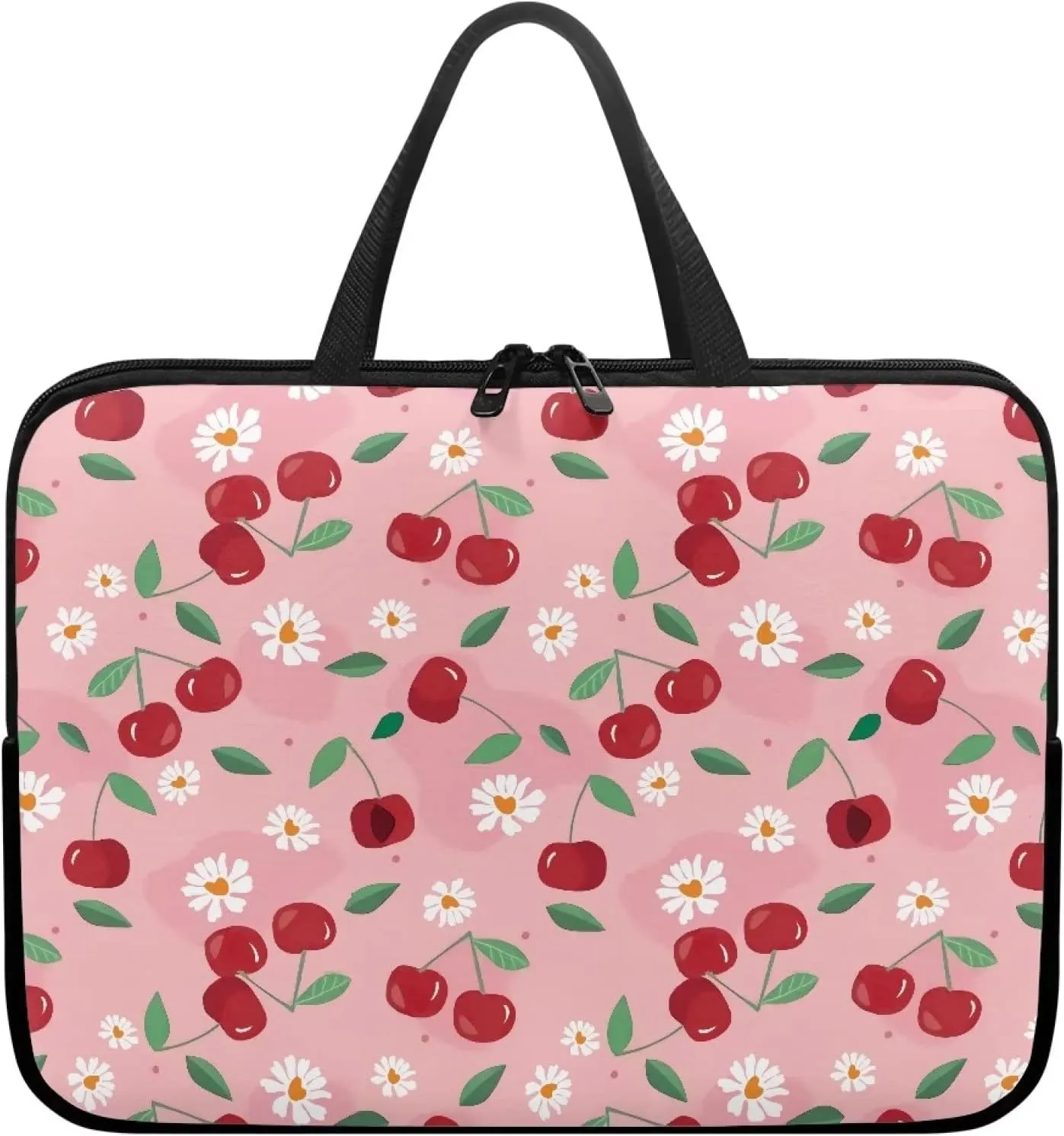 Gomyblomy Cherries & Flowers Waterproof Computer Bag, Portable Laptop Briefcase, Women 15 Inch Laptop Tote, Tablet Accessories