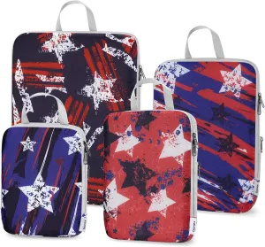 Gonex Compression Packing Cubes, 4pcs Expandable Storage Travel Luggage Bags Organizers, Travel Cubes for Suitcase Carry On (Stars)