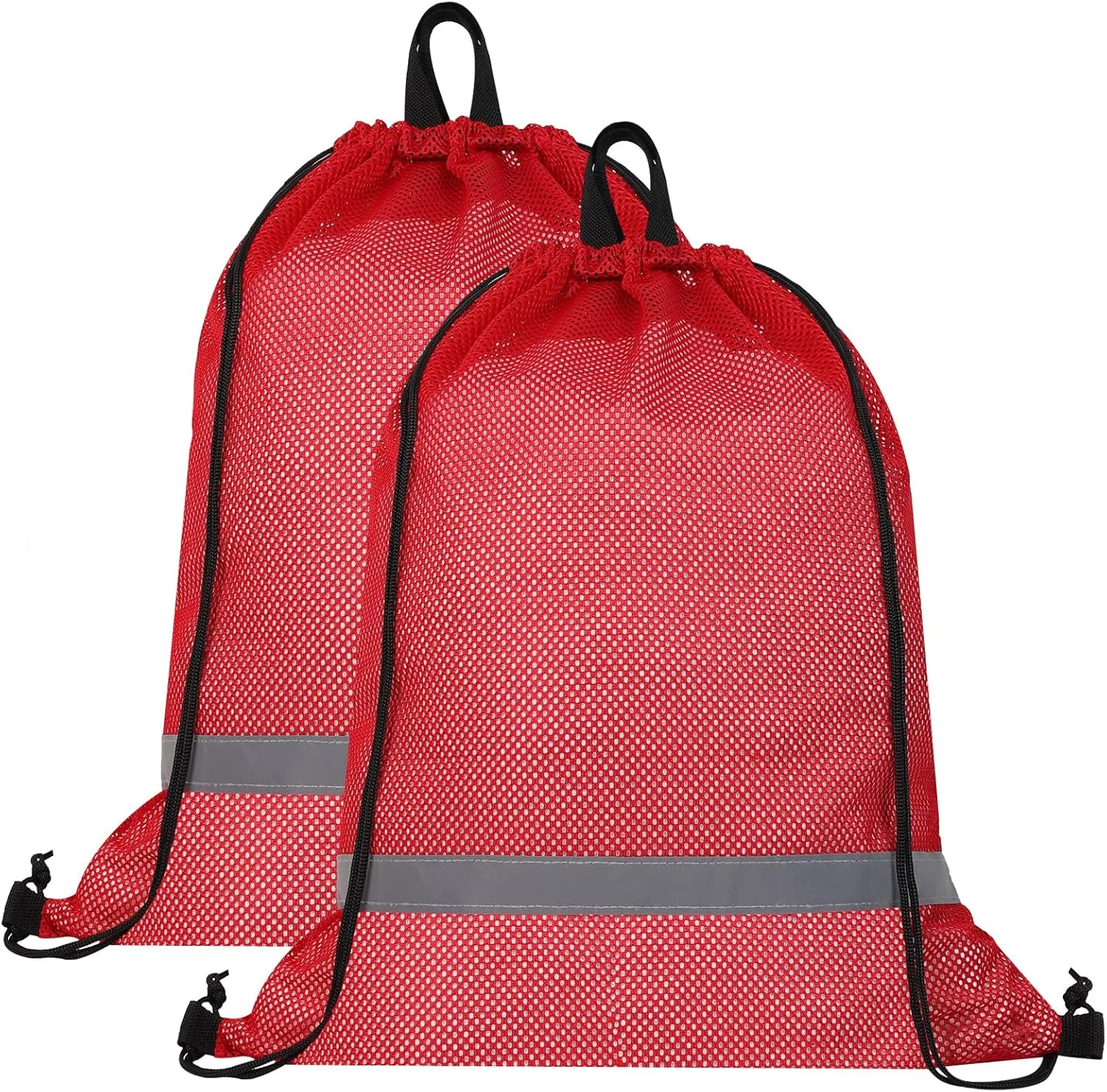 GoodtoU Mesh Swim Bag - Drawstring Net Gym Beach Backpack with Reflective Strip