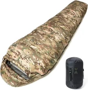 Goose Down Mummy Sleeping Bag – Ultra-Light, Compressible, All-Season Camping & Backpacking Bag, -13°F Extreme Cold Rating, Waterproof & Breathable