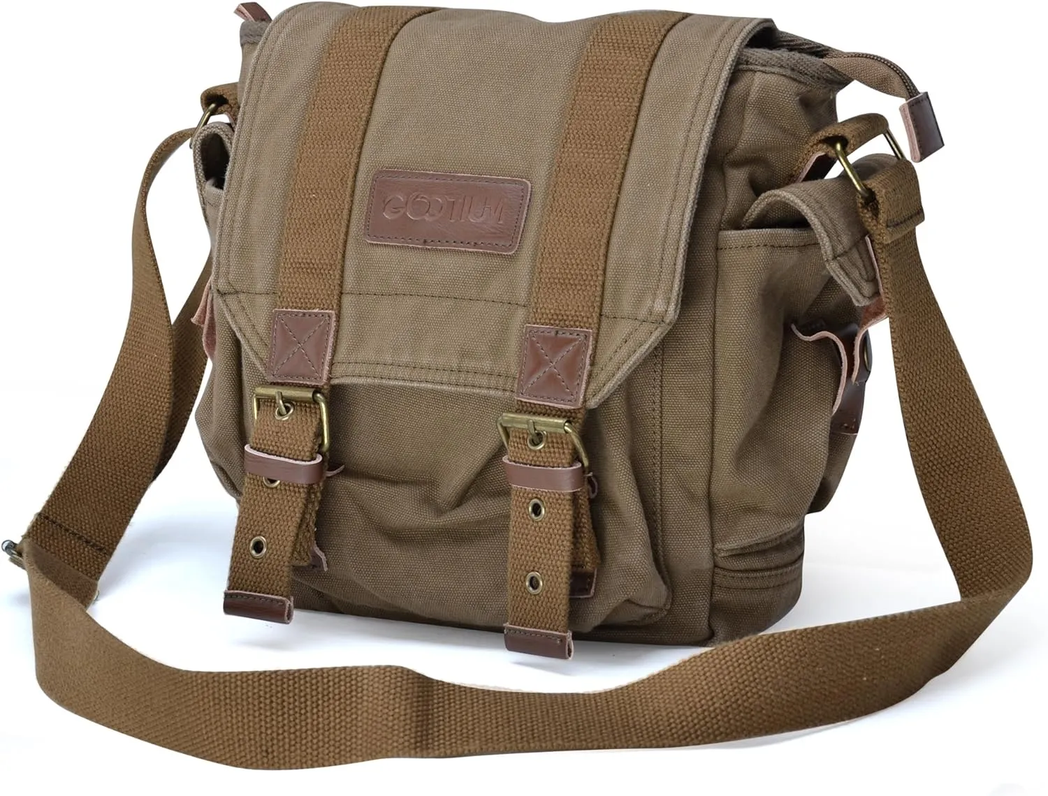 Gootium Canvas Messenger Bag - Small Vintage Shoulder Purse Crossbody Satchel