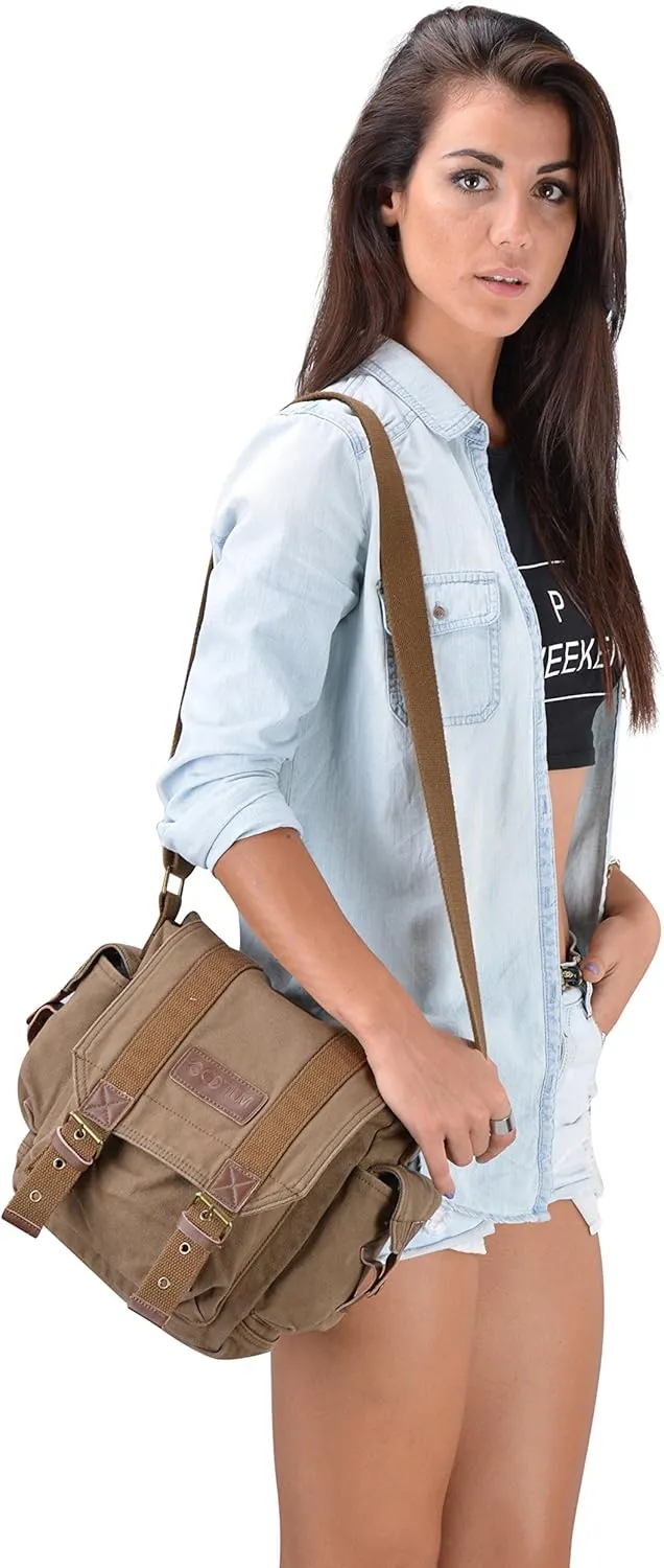 Gootium Canvas Messenger Bag - Small Vintage Shoulder Purse Crossbody Satchel