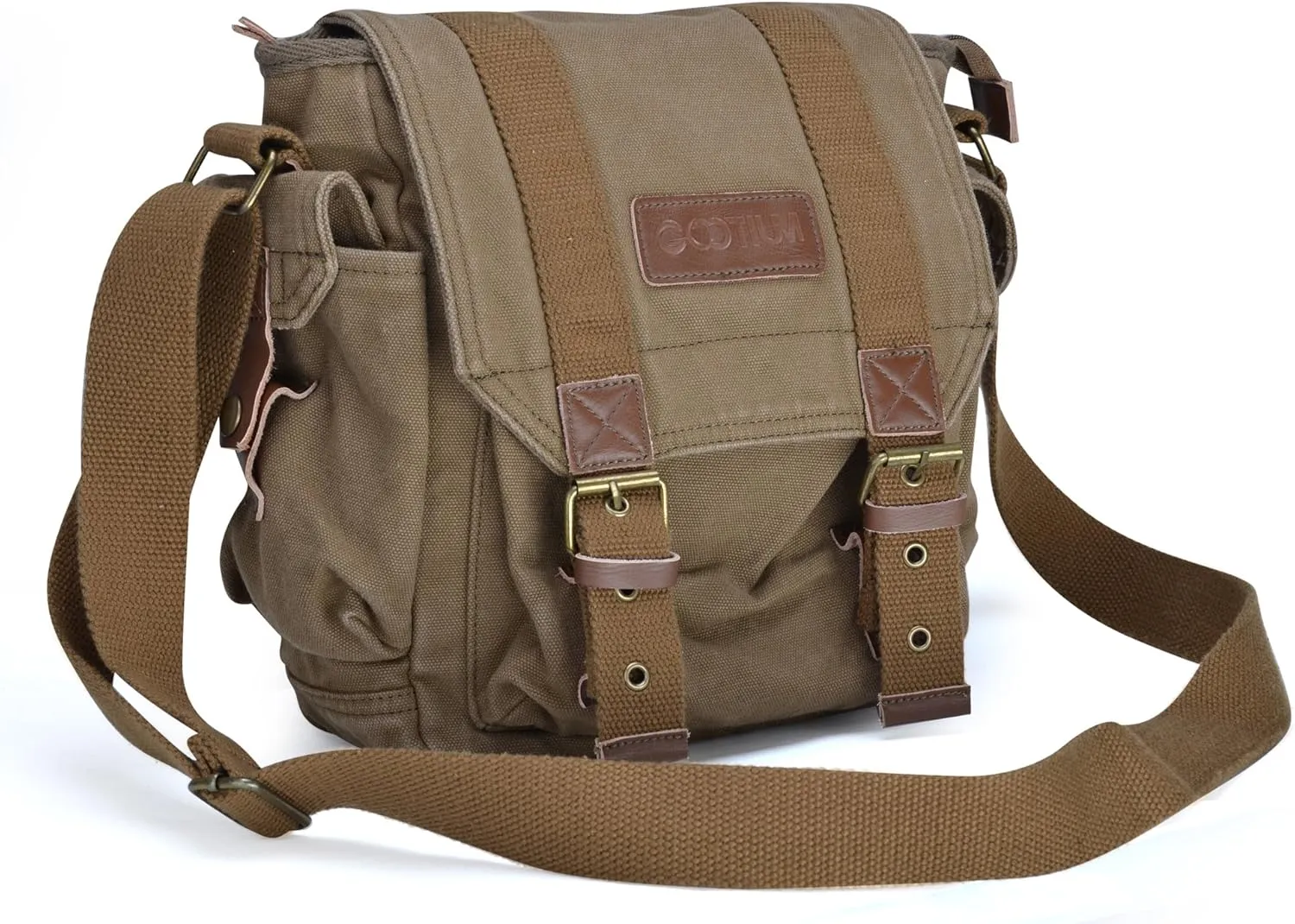 Gootium Canvas Messenger Bag - Small Vintage Shoulder Purse Crossbody Satchel