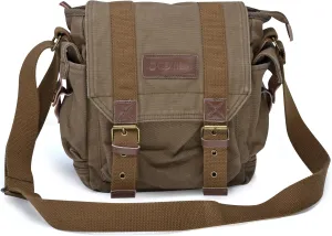 Gootium Canvas Messenger Bag - Small Vintage Shoulder Purse Crossbody Satchel