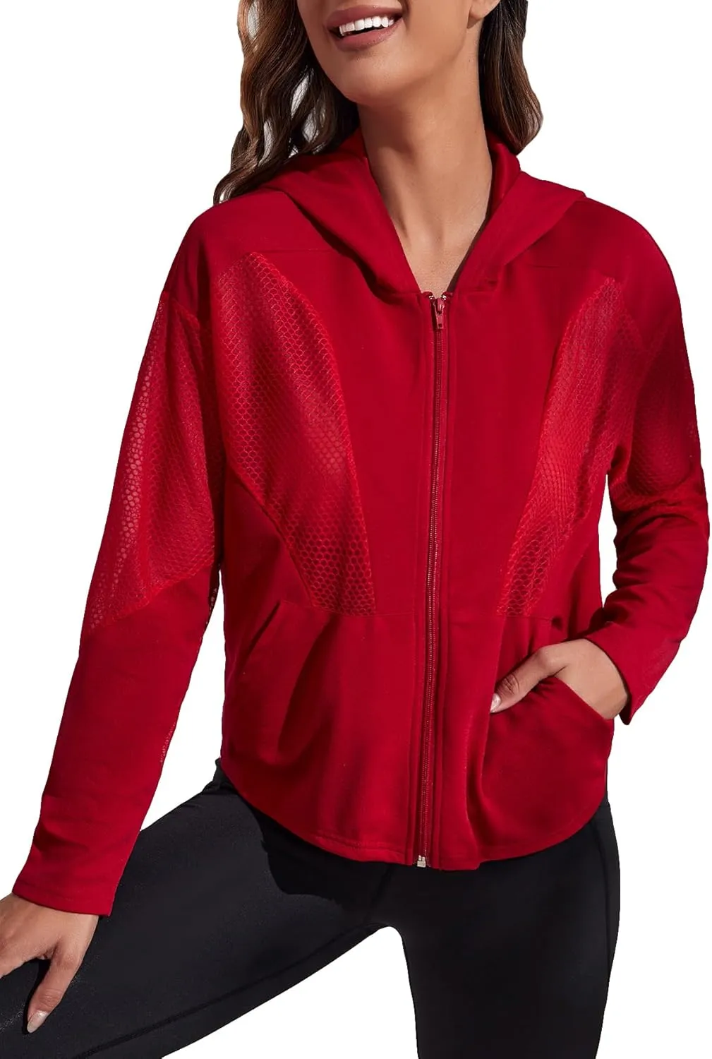 GORGLITTER Women's Zip Up Athletic Hoodies Fishnet Gym Jacket Mesh Lightweight Workout Track Jackets