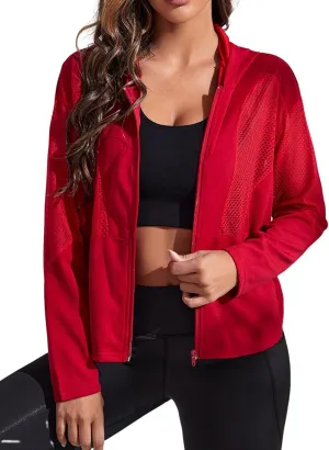 GORGLITTER Women's Zip Up Athletic Hoodies Fishnet Gym Jacket Mesh Lightweight Workout Track Jackets