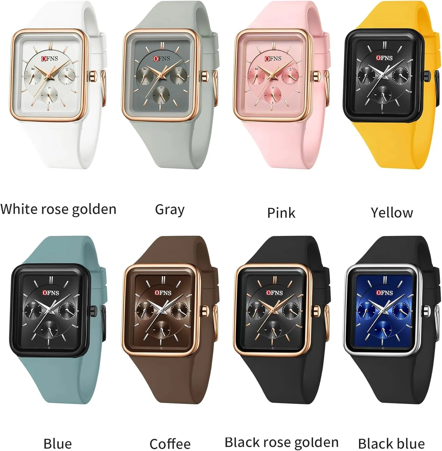 Gosasa Fashion Unisex Sports Watch Multifunctional Six Hands Analog Quartz Waterproof Outdoor Casual Women’s Men’s Wrist Watch with Silicone Strap