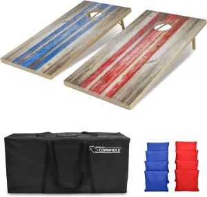 GoSports 4 x 2 ft All Weather Cornhole Boards - Rustic, Reed Camo, Woodland Camo, or Wood - 2 Regulation Size ToughToss Boards, 8 Bean Bags, and Carry Case