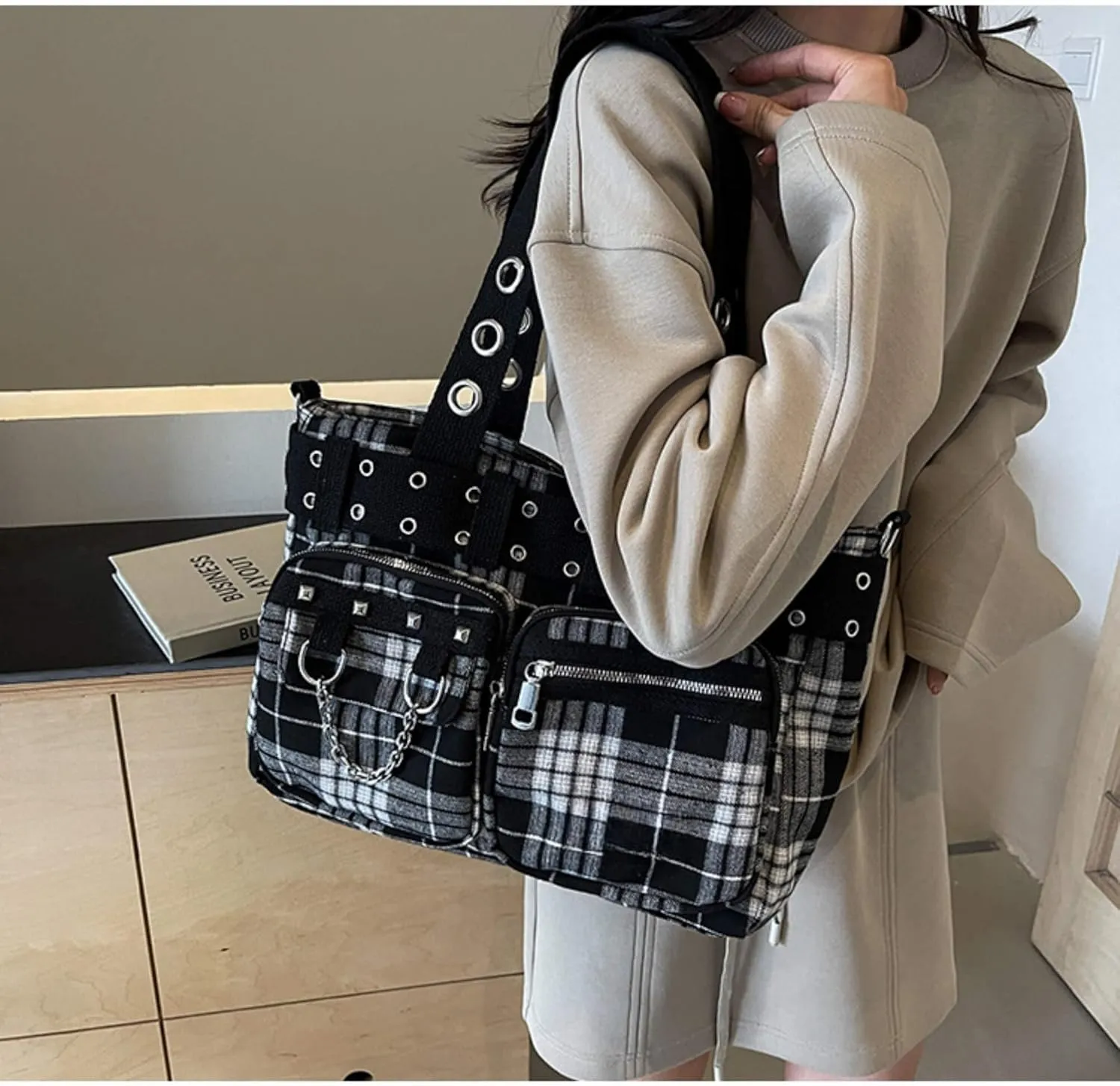 Goth Punk Messenger Bag, Emo Gothic Shoulder Bag