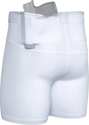 Graystone CCW Women's Two Pocket Holster Short with Outer Thigh Pocket Concealed Carry Compression Clothing Spandex (Black)