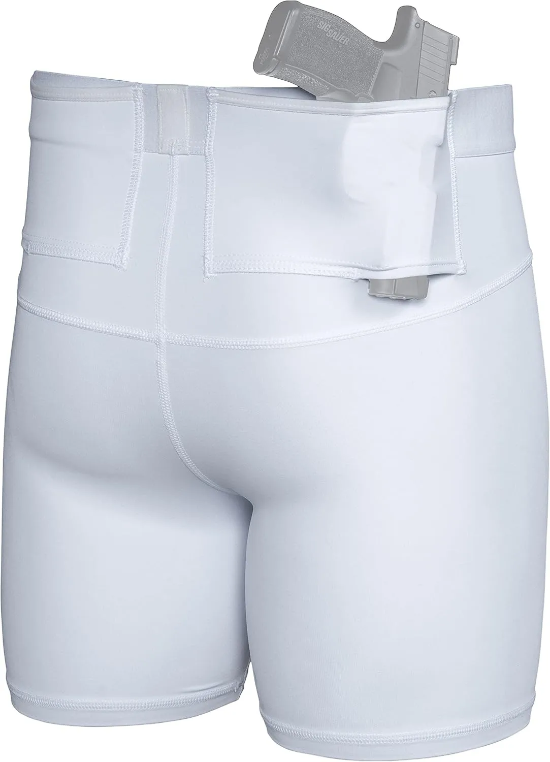 Graystone CCW Women's Two Pocket Holster Short with Outer Thigh Pocket Concealed Carry Compression Clothing Spandex (Black)