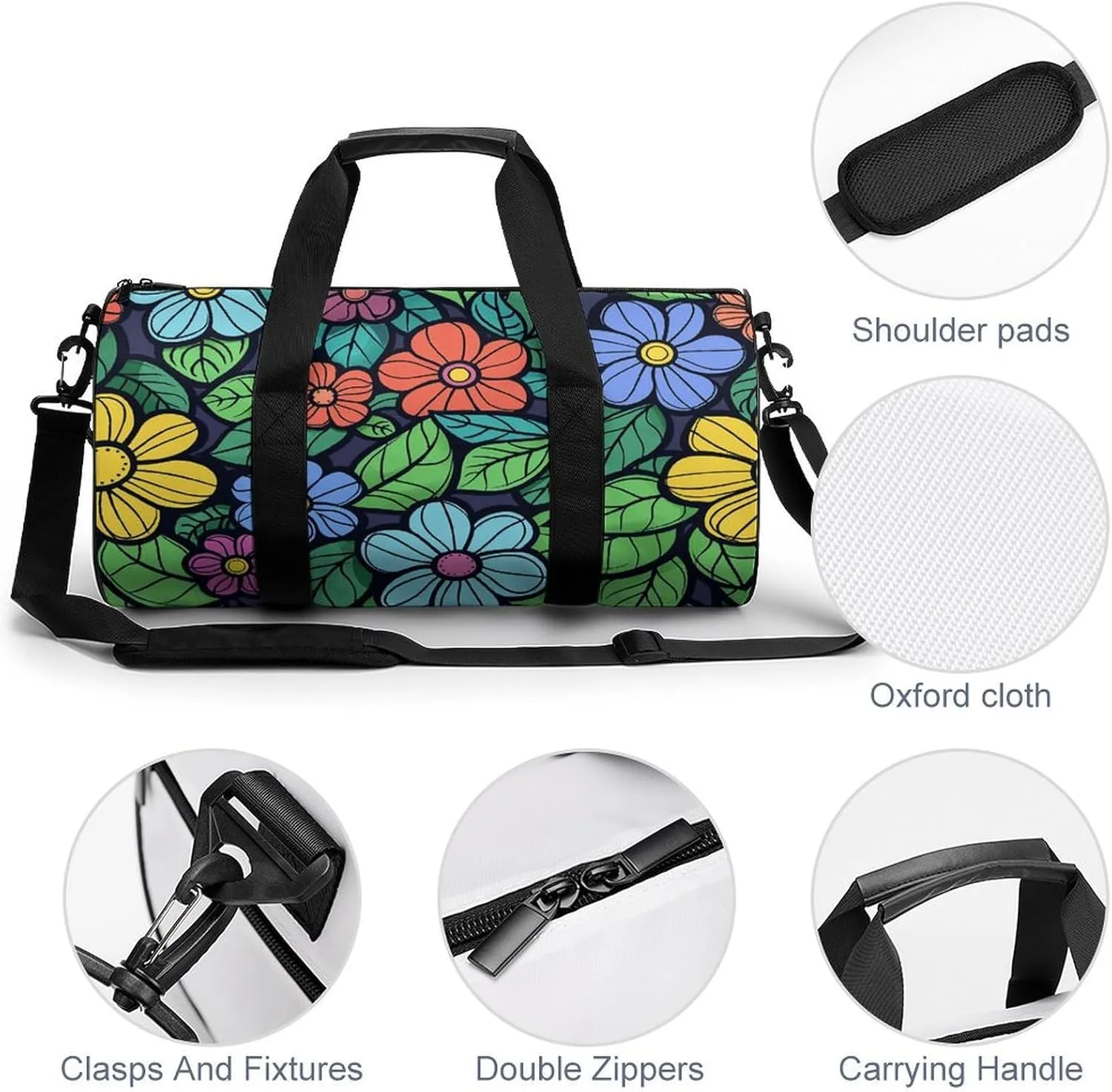 Green Leaves Graffiti Art Gym Bag Small Travel Duffle Bag with Compartment Carry On Weekender Bag for Women Men
