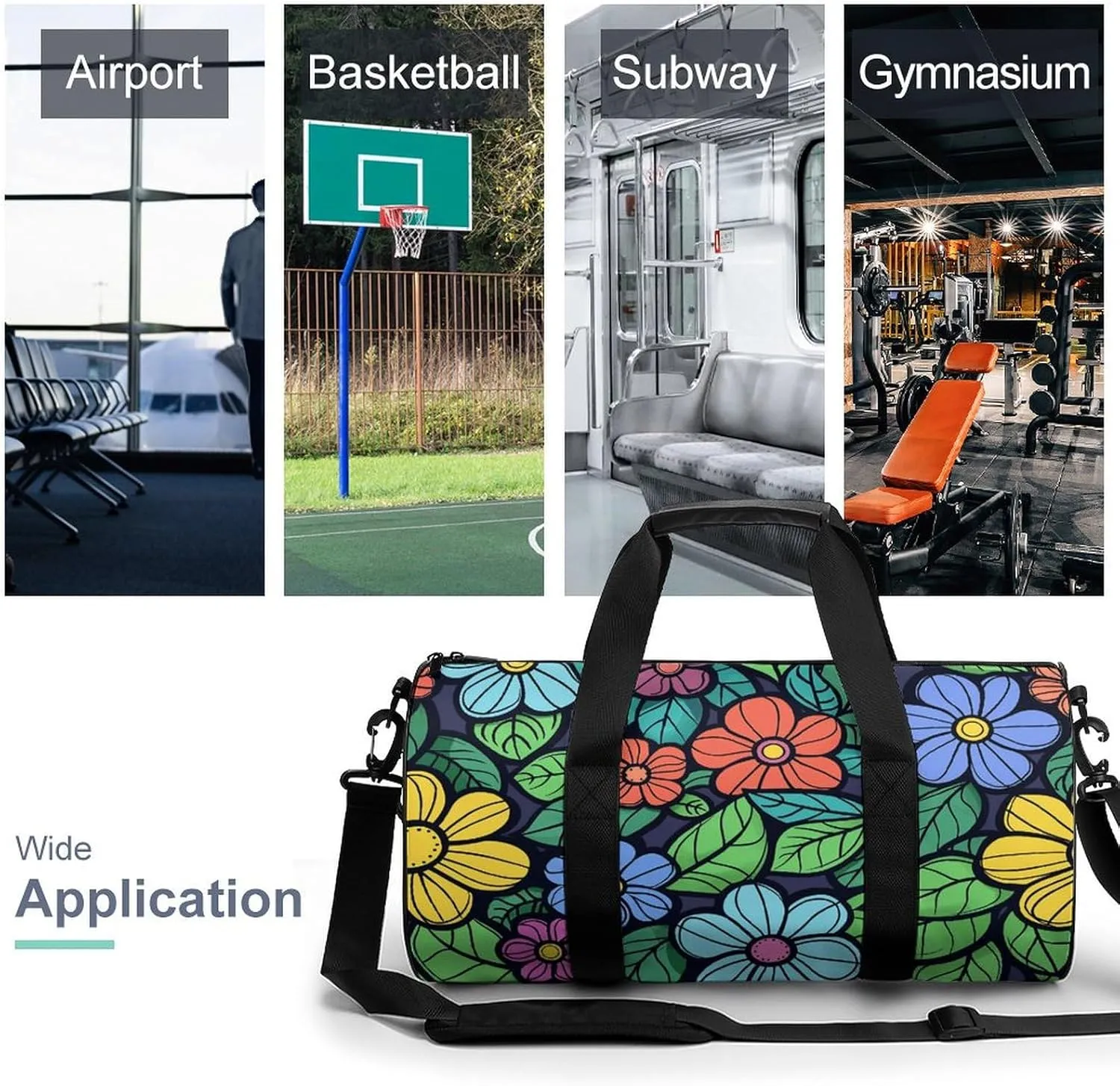 Green Leaves Graffiti Art Gym Bag Small Travel Duffle Bag with Compartment Carry On Weekender Bag for Women Men