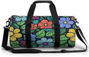 Green Leaves Graffiti Art Gym Bag Small Travel Duffle Bag with Compartment Carry On Weekender Bag for Women Men