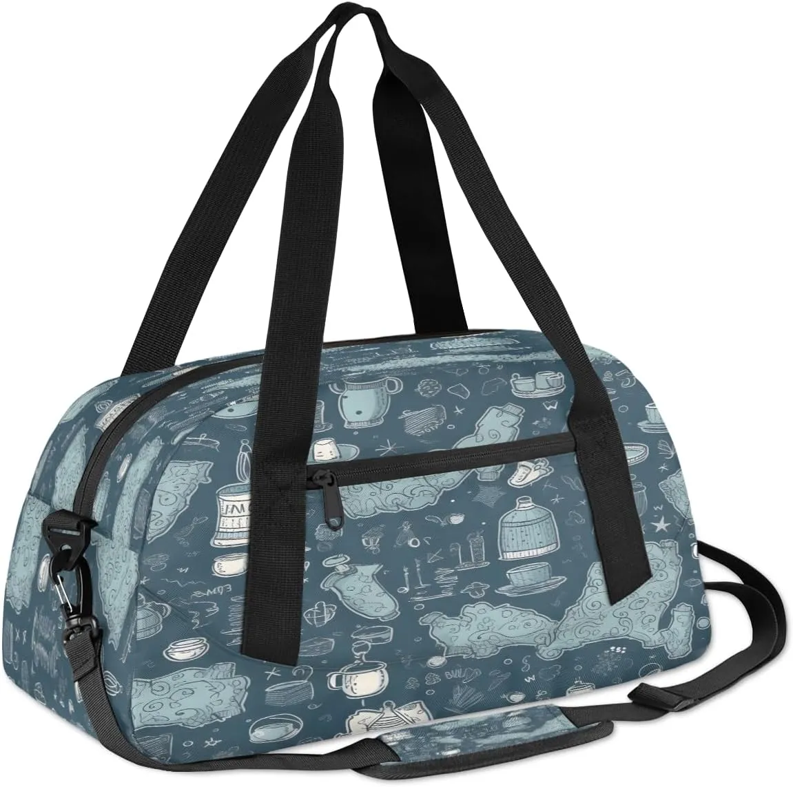 Green Pattern Kids Duffle Bag Boys Girls Small Sport Dance Gym Bag for Overnight Travel Weekender Carry On