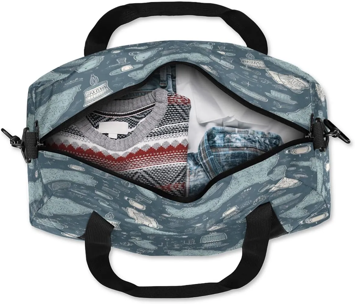 Green Pattern Kids Duffle Bag Boys Girls Small Sport Dance Gym Bag for Overnight Travel Weekender Carry On