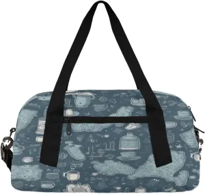 Green Pattern Kids Duffle Bag Boys Girls Small Sport Dance Gym Bag for Overnight Travel Weekender Carry On