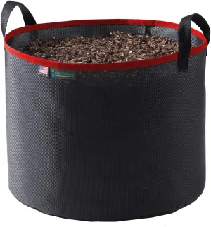Grow Bag 7 Gallon, Planting Pots - Colorful Plant Grow Bags Pots Gardening Vegetable - Air Pruning Mesh Fabric Plant Container - (Black/Red)
