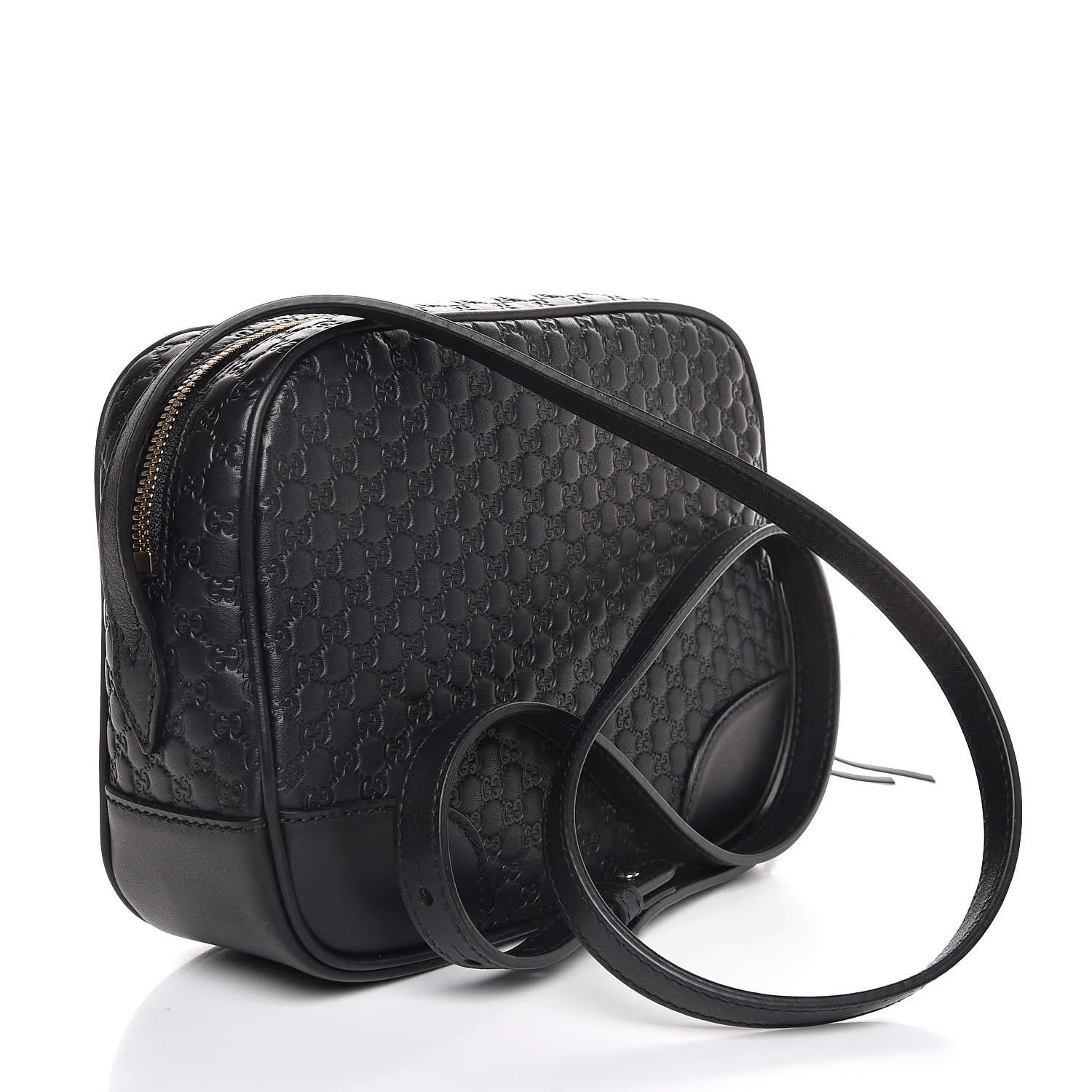 Gucci Bree Black Leather Microguccisima GG Cross Body Bag 449413