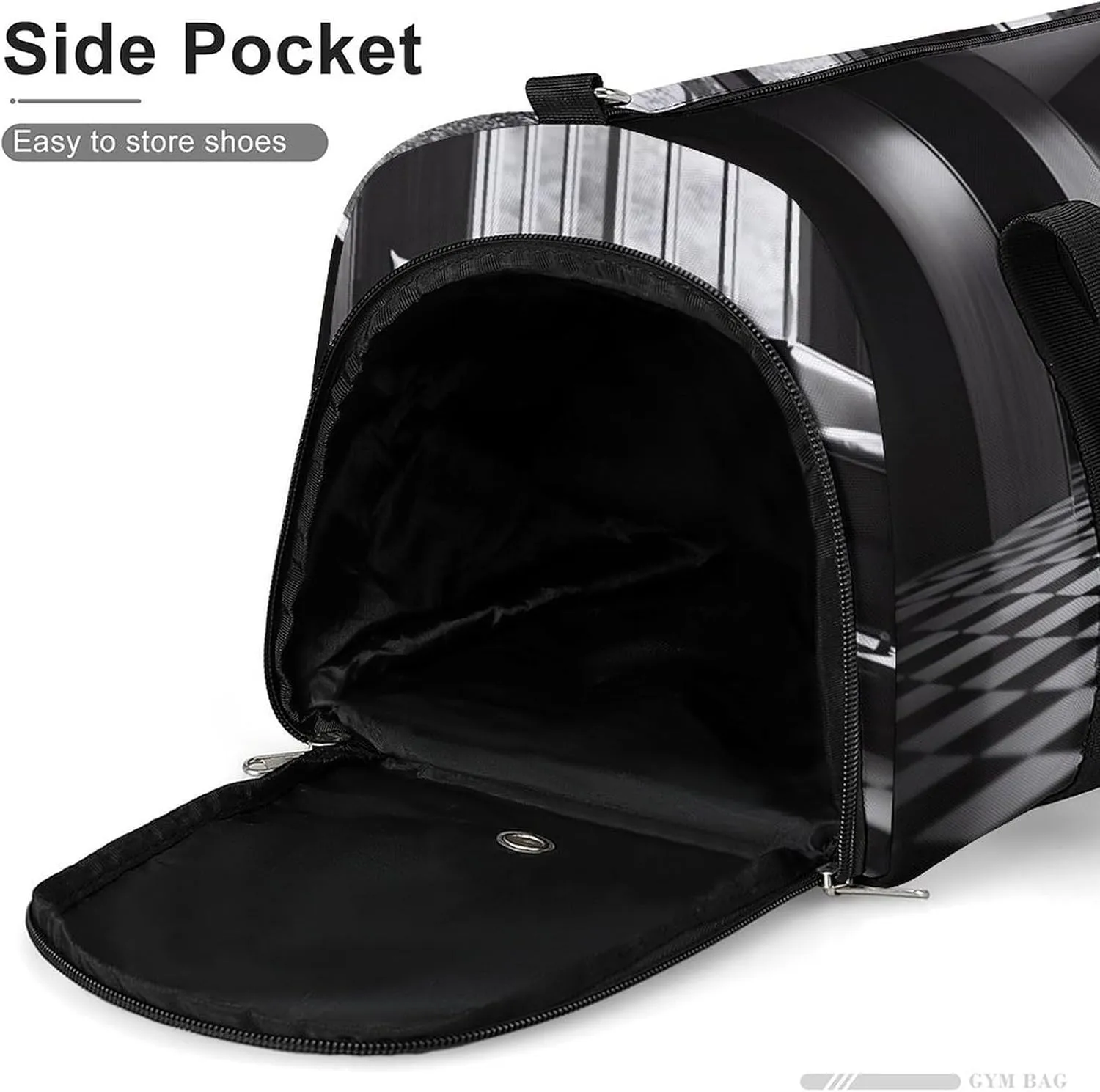 Gym Bag Black And White Floor Duffel Bag for Men Women Travel Overnight Bag with Shoe Compartment Workout Bags