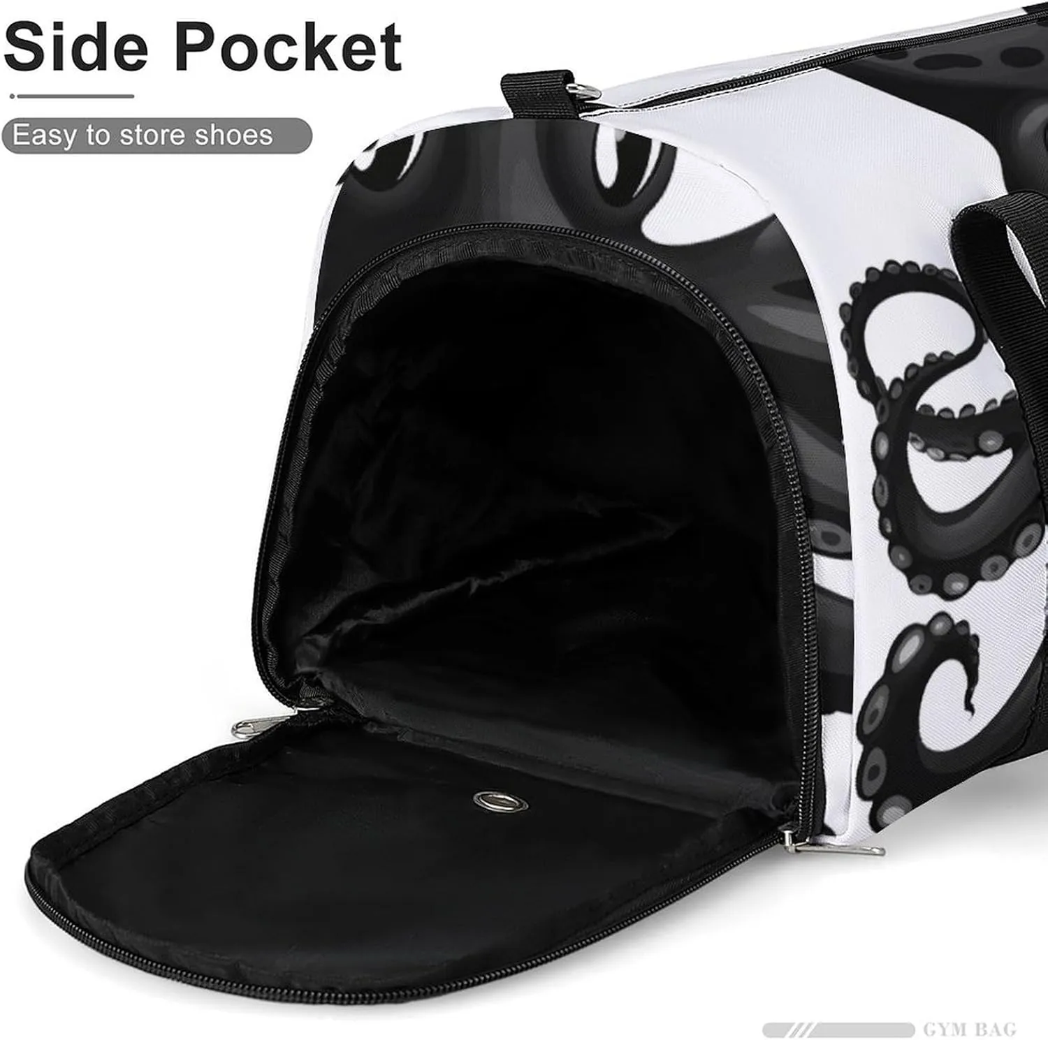 Gym Bag Classic Black Octopus Duffel Bag for Men Women Overnight Bag with Shoe Compartment Workout Bags
