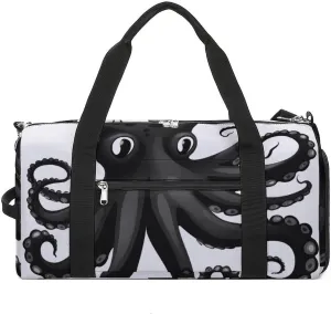 Gym Bag Classic Black Octopus Duffel Bag for Men Women Overnight Bag with Shoe Compartment Workout Bags