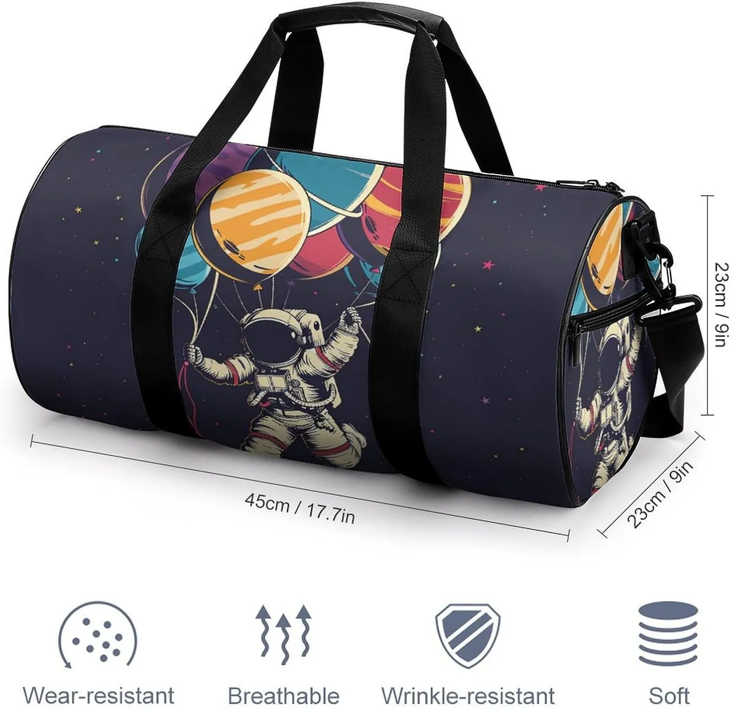 Gym Bag for Men Women Astronaut in Space Duffel Bag Overnight Bag with Compartment Gym Sackpac