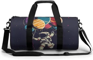Gym Bag for Men Women Astronaut in Space Duffel Bag Overnight Bag with Compartment Gym Sackpac