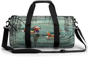 Gym Bag for Men Women Chinese Style Mandarin Ducks Duffel Bag Overnight Bag with Compartment Gym Sackpac
