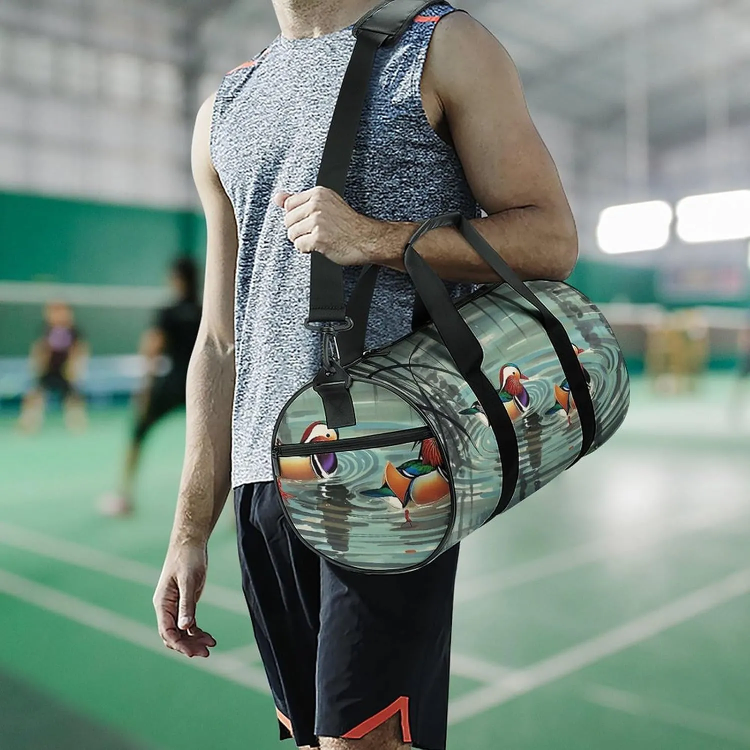Gym Bag for Men Women Chinese Style Mandarin Ducks Duffel Bag Overnight Bag with Compartment Gym Sackpac