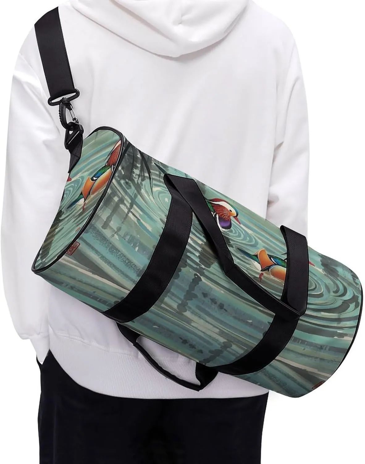 Gym Bag for Men Women Chinese Style Mandarin Ducks Duffel Bag Overnight Bag with Compartment Gym Sackpac