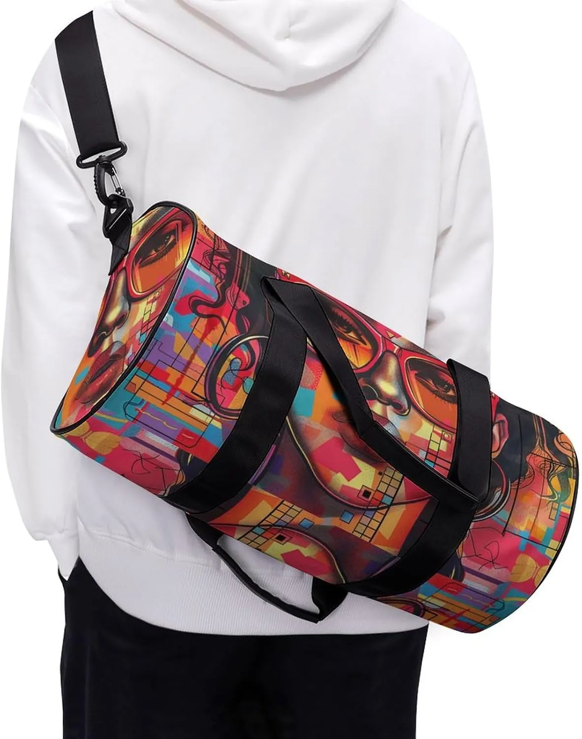 Gym Bag for Men Women Girl Wearing Sunglasses Duffel Bag Overnight Bag with Compartment Gym Sackpac
