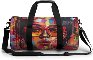 Gym Bag for Men Women Girl Wearing Sunglasses Duffel Bag Overnight Bag with Compartment Gym Sackpac