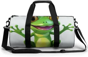 Gym Bag for Men Women Green Frog Duffel Bag Overnight Bag with Compartment Gym Sackpac