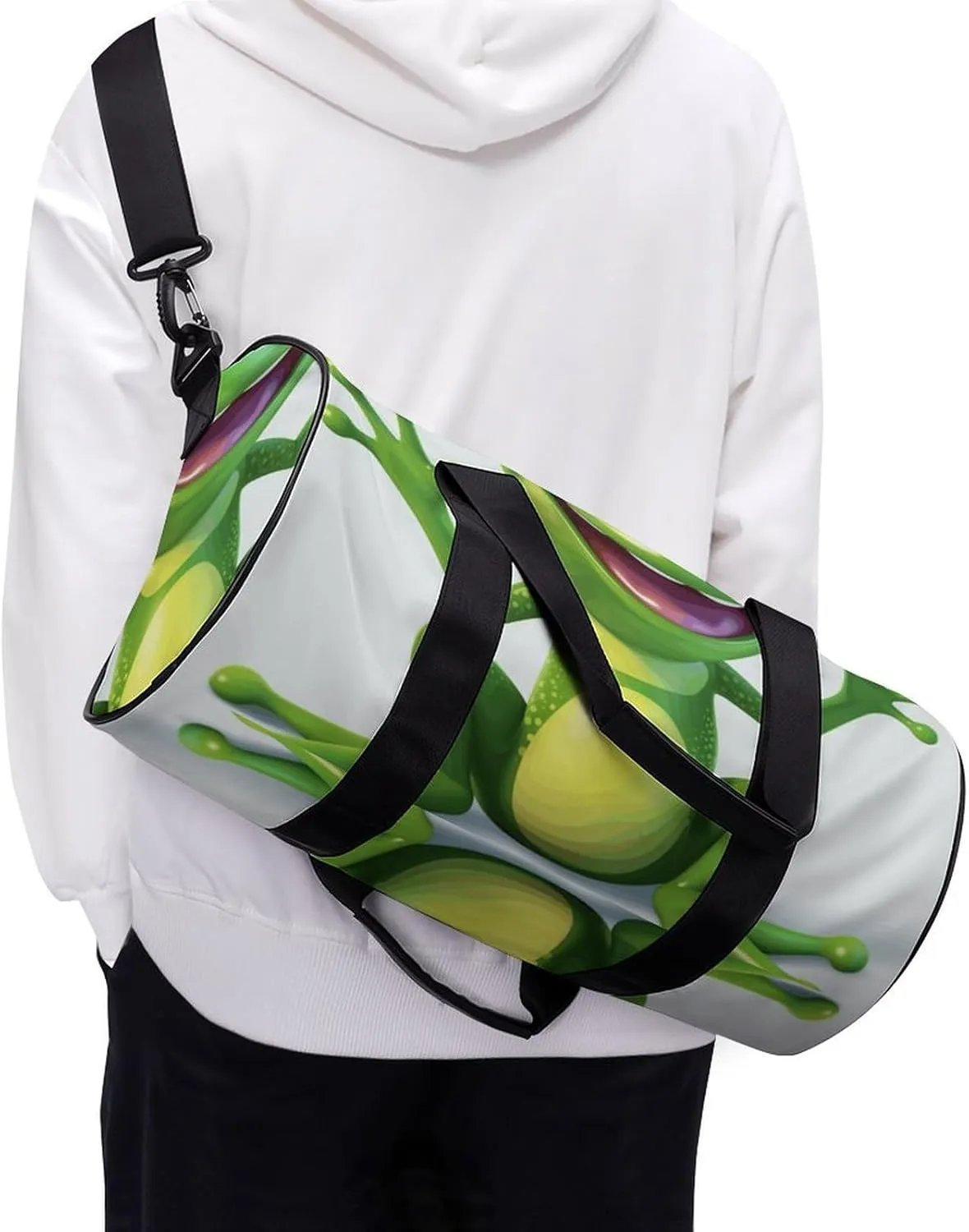 Gym Bag for Men Women Green Frog Duffel Bag Overnight Bag with Compartment Gym Sackpac