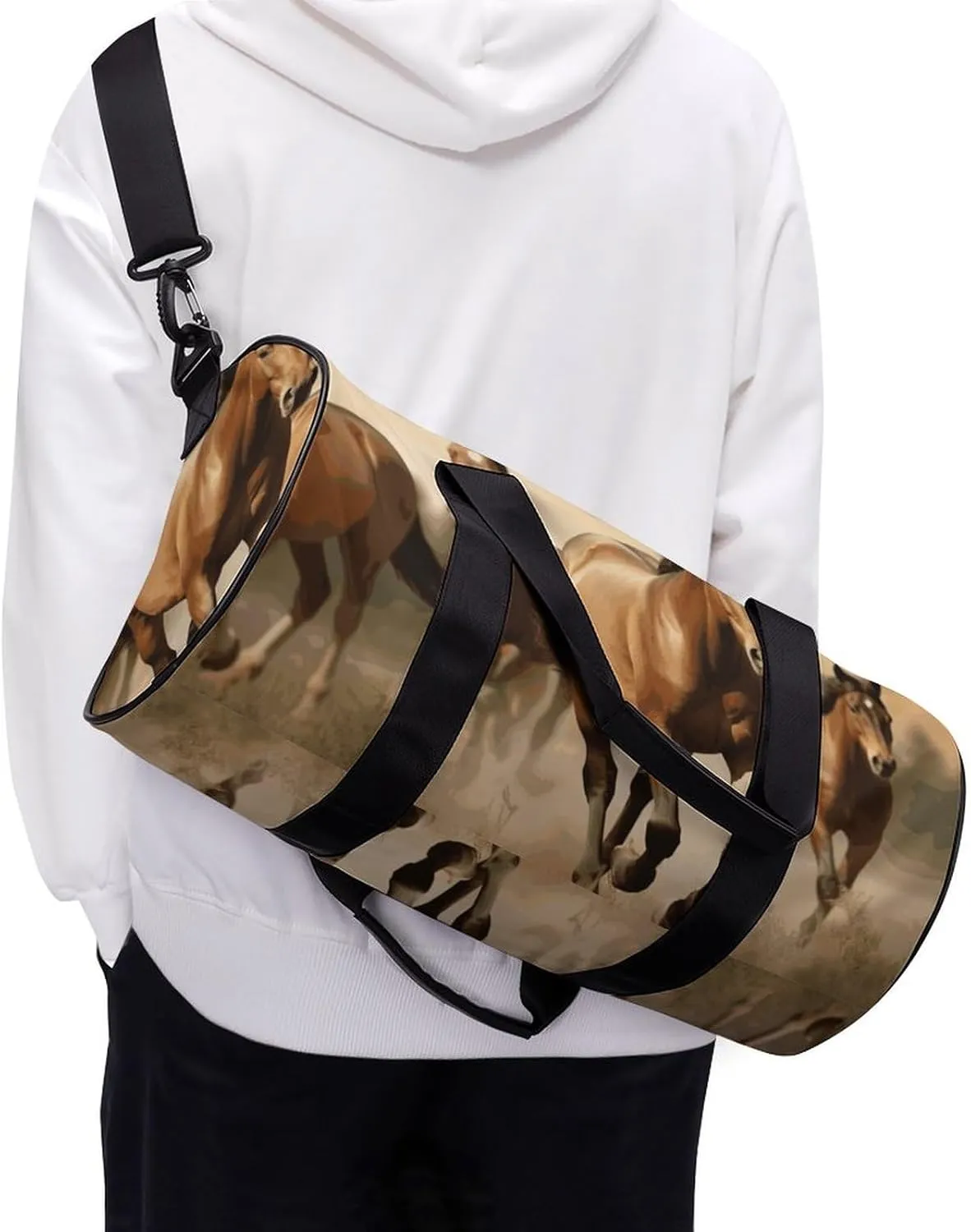 Gym Bag for Men Women Horses Duffel Bag Overnight Bag with Compartment Gym Sackpac