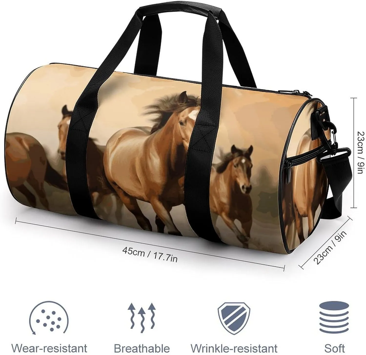 Gym Bag for Men Women Horses Duffel Bag Overnight Bag with Compartment Gym Sackpac