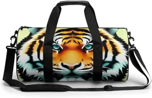 Gym Bag for Men Women Little Fat Tiger Head Duffel Bag Overnight Bag with Compartment Gym Sackpac