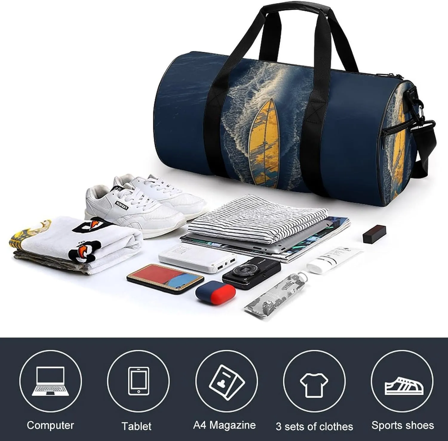 Gym Bag for Men Women Surfboard Duffel Bag Overnight Bag with Compartment Gym Sackpac