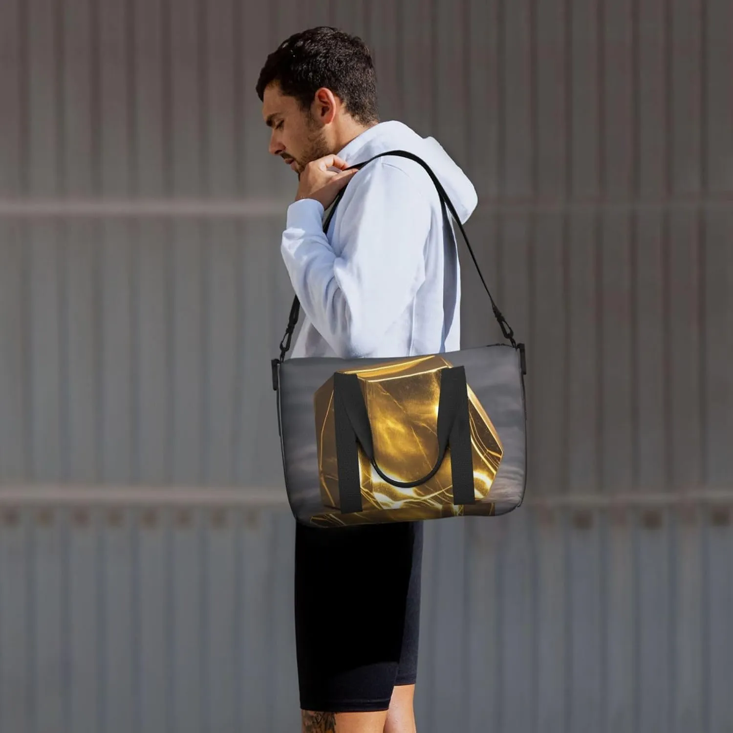 Gym Bag Golden Marble Duffel Bag for Men Women Travel Overnight Bag with Shoe Compartment Workout Bags