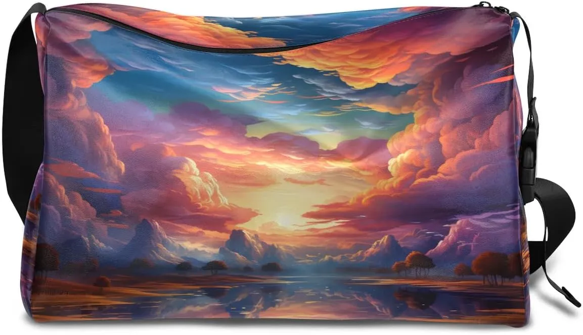 Gym Bags for Men 14.8 Inch Lightweight Carry On Bags for Airplanes Waterproof Duffle Bag for Travel, Abstract Print Cute