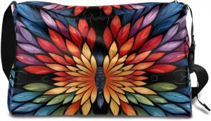 Gym Bags for Men 14.8 Inch Lightweight Carry On Bags for Airplanes Waterproof Duffle Bag for Travel, Colorful Flora Pattern Fancy