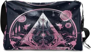 Gym Bags for Men 14.8 Inch Lightweight Carry On Bags for Airplanes Waterproof Duffle Bag for Travel, Magic Array Retro Print