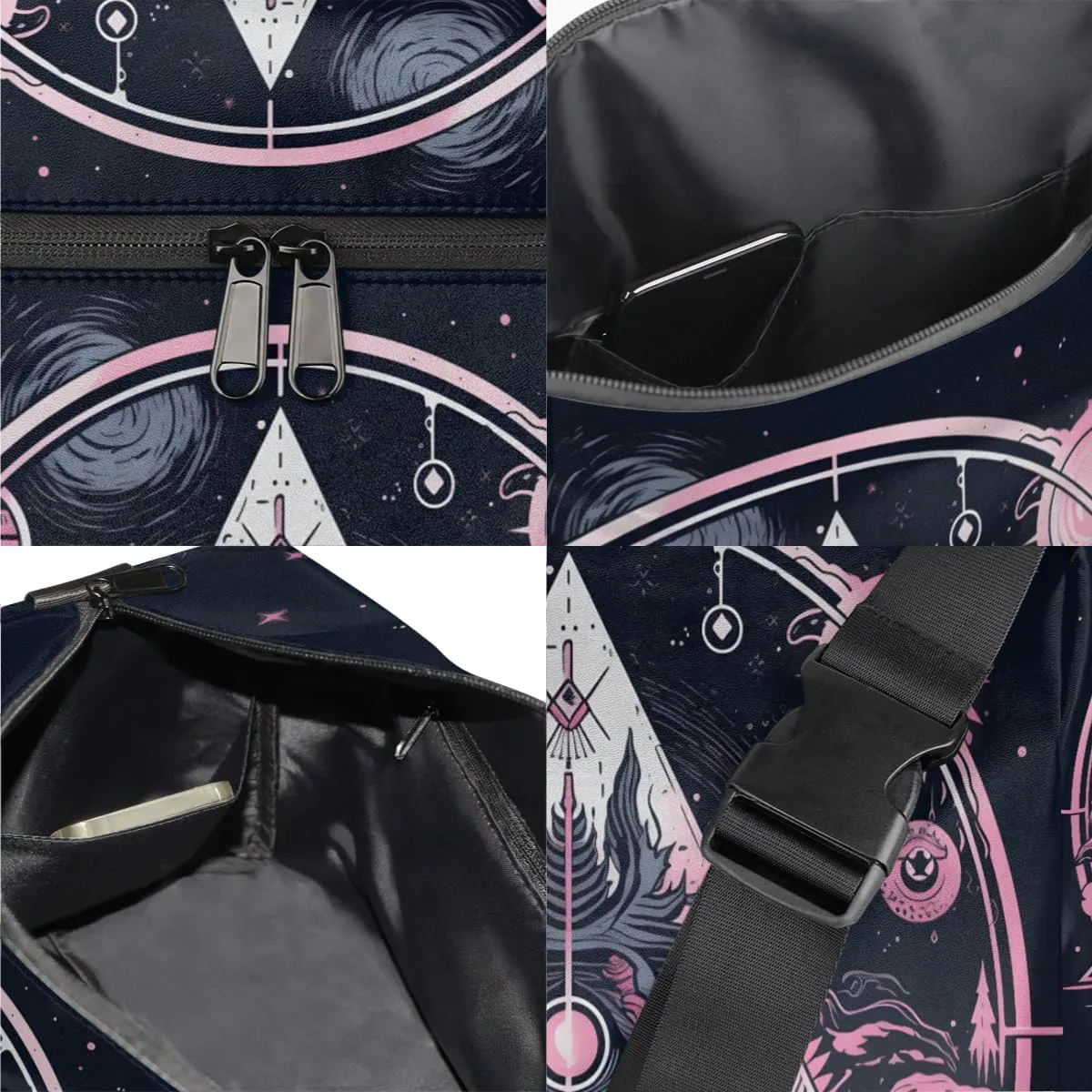 Gym Bags for Men 14.8 Inch Lightweight Carry On Bags for Airplanes Waterproof Duffle Bag for Travel, Magic Array Retro Print